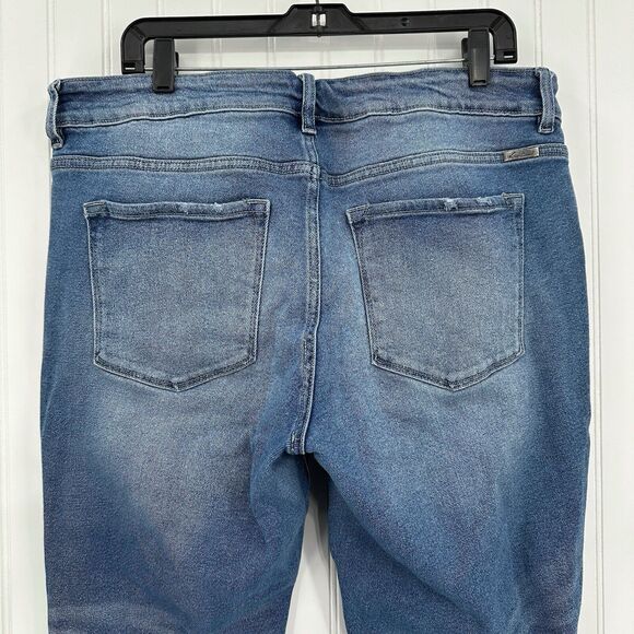 Kancan Jeans Womens 16 Straight Ankle Blue Denim Distressed Fray 90s Grunge - Picture 5 of 13